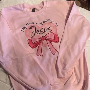 Gildan Pink Sweatshirt - My Heart Belongs to Jesus NWOT
